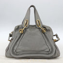 Chloe Paraty Hand Bag Leather 2way Gray Gold Auth ka1384-25