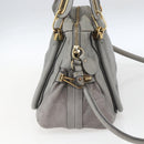 Chloe Paraty Hand Bag Leather 2way Gray Gold Auth ka1384-4