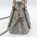 Chloe Paraty Hand Bag Leather 2way Gray Gold Auth ka1384-5