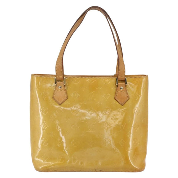 LOUIS VUITTON Monogram Vernis Houston Hand Bag Beige M91004 LV Auth ka1387