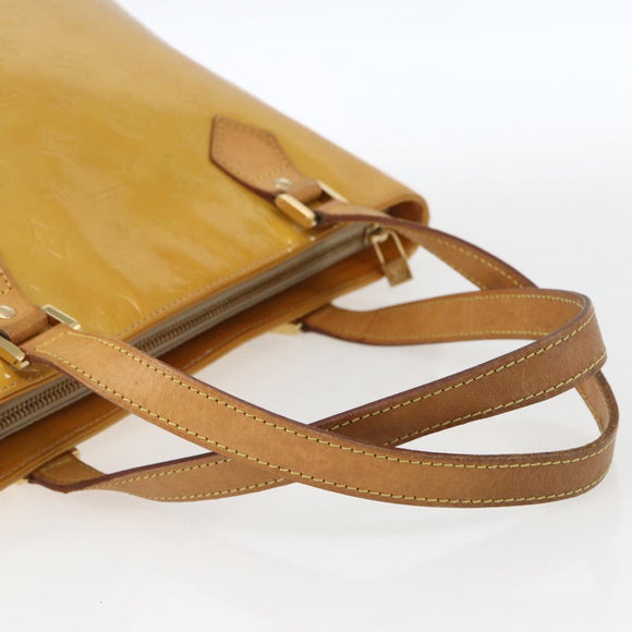 LOUIS VUITTON Monogram Vernis Houston Hand Bag Beige M91004 LV Auth ka1387
