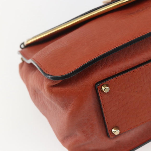 Chloe Chain Shoulder Bag Leather Orange Gold Auth ka1392