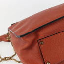 Chloe Chain Shoulder Bag Leather Orange Gold Auth ka1392-13