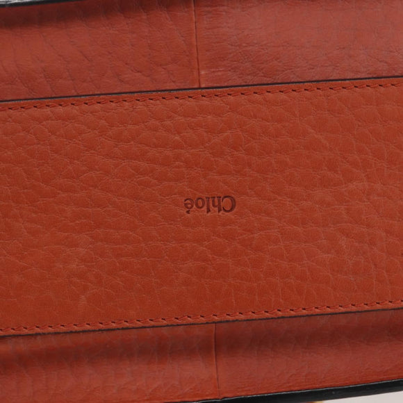 Chloe Chain Shoulder Bag Leather Orange Gold Auth ka1392