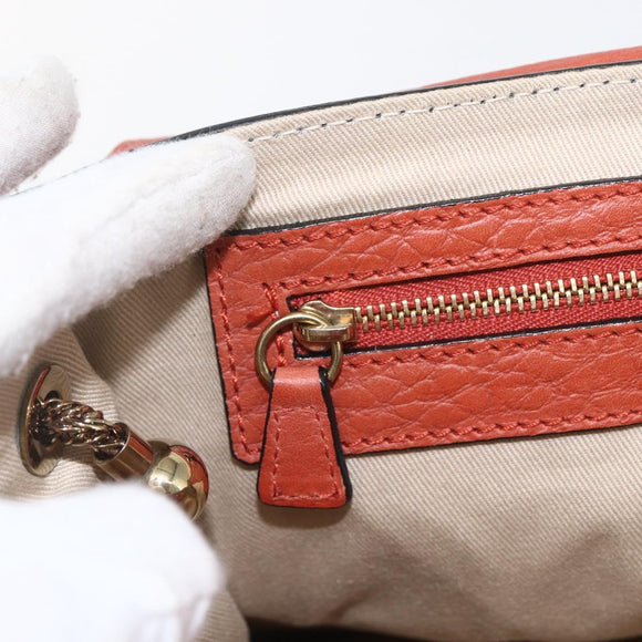 Chloe Chain Shoulder Bag Leather Orange Gold Auth ka1392
