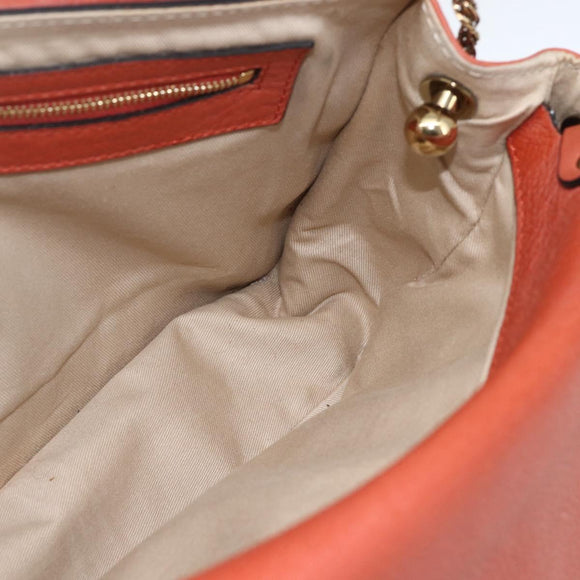 Chloe Chain Shoulder Bag Leather Orange Gold Auth ka1392