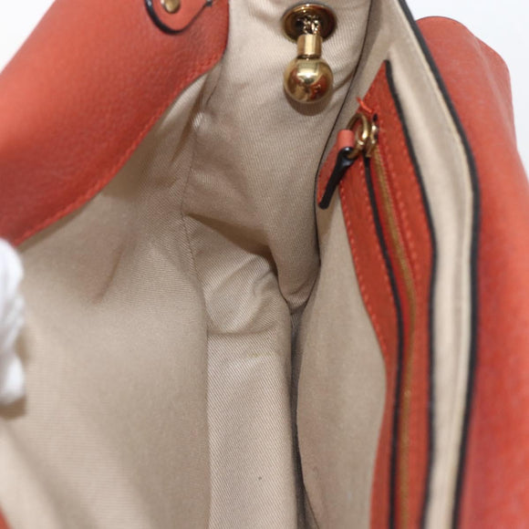 Chloe Chain Shoulder Bag Leather Orange Gold Auth ka1392