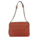 Chloe Chain Shoulder Bag Leather Orange Gold Auth ka1392-3