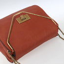 Chloe Chain Shoulder Bag Leather Orange Gold Auth ka1392-6