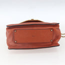 Chloe Chain Shoulder Bag Leather Orange Gold Auth ka1392-9