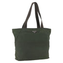 PRADA Tote Bag Nylon Khaki Silver Auth ka1393-1