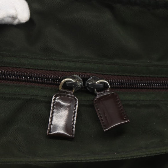 PRADA Tote Bag Nylon Khaki Silver Auth ka1393