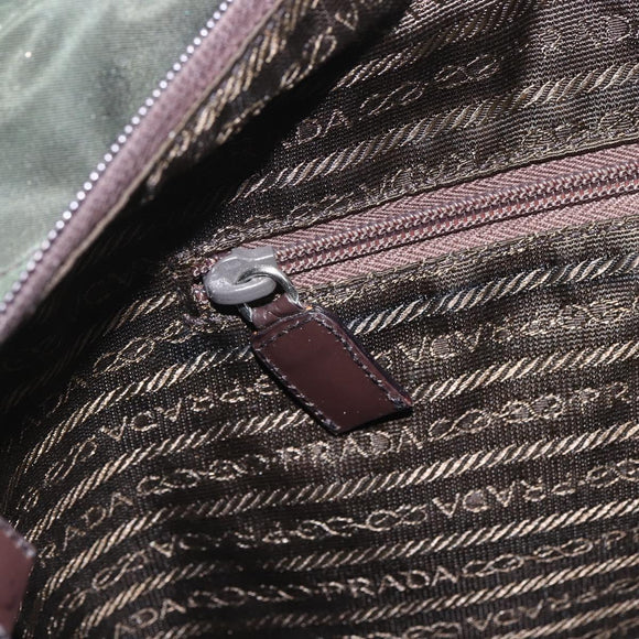 PRADA Tote Bag Nylon Khaki Silver Auth ka1393