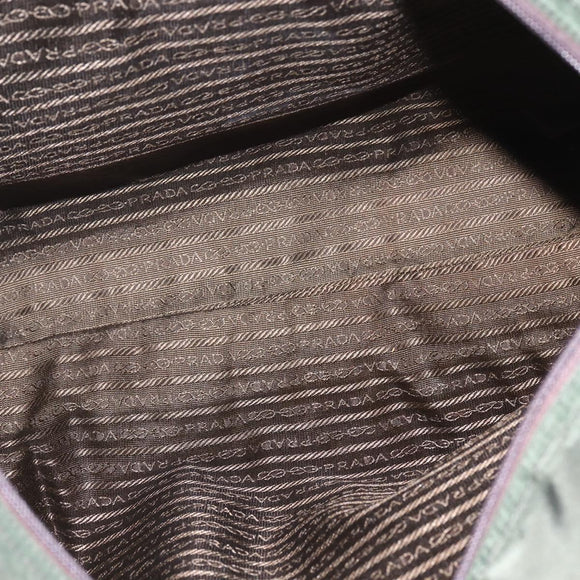 PRADA Tote Bag Nylon Khaki Silver Auth ka1393