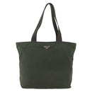 PRADA Tote Bag Nylon Khaki Silver Auth ka1393-13