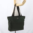 PRADA Tote Bag Nylon Khaki Silver Auth ka1393-24