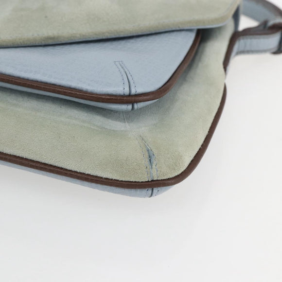 LOEWE Hand Bag Suede Blue Silver Auth ka1394