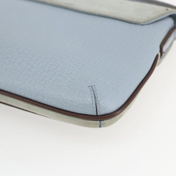 LOEWE Hand Bag Suede Blue Silver Auth ka1394