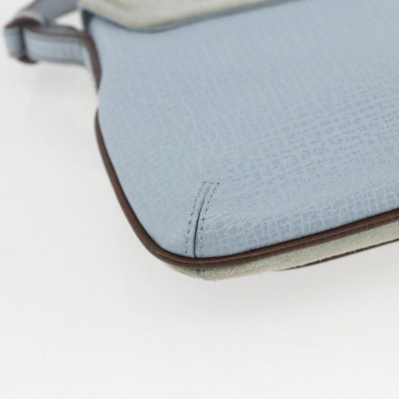 LOEWE Hand Bag Suede Blue Silver Auth ka1394