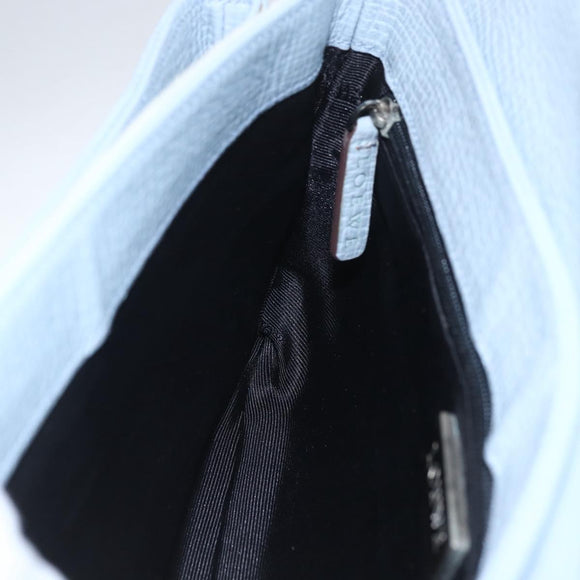 LOEWE Hand Bag Suede Blue Silver Auth ka1394