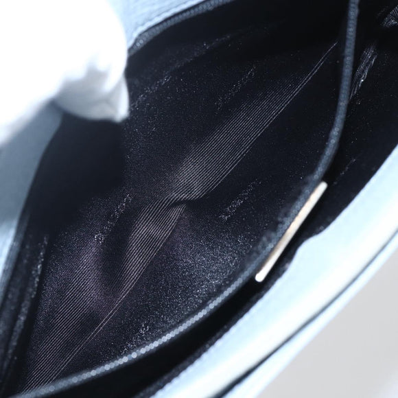 LOEWE Hand Bag Suede Blue Silver Auth ka1394