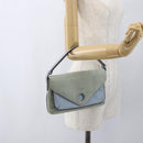 LOEWE Hand Bag Suede Blue Silver Auth ka1394-23