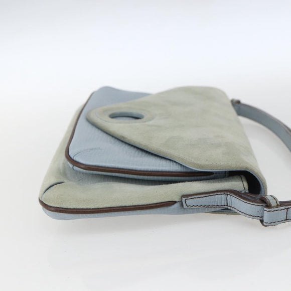 LOEWE Hand Bag Suede Blue Silver Auth ka1394