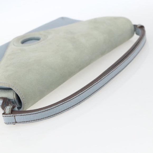 LOEWE Hand Bag Suede Blue Silver Auth ka1394