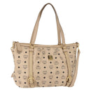 MCM Vicetos Logogram Tote Bag PVC Leather 2way Beige Gold Auth ka1395-1