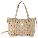 MCM Vicetos Logogram Tote Bag PVC Leather 2way Beige Gold Auth ka1395-13