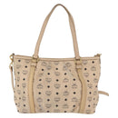 MCM Vicetos Logogram Tote Bag PVC Leather 2way Beige Gold Auth ka1395-2