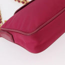 PRADA Chain Shoulder Bag Nylon Leather Pink Gold Auth ka140-8