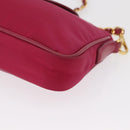 PRADA Chain Shoulder Bag Nylon Leather Pink Gold Auth ka140-15