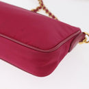 PRADA Chain Shoulder Bag Nylon Leather Pink Gold Auth ka140-17