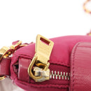 PRADA Chain Shoulder Bag Nylon Leather Pink Gold Auth ka140-9