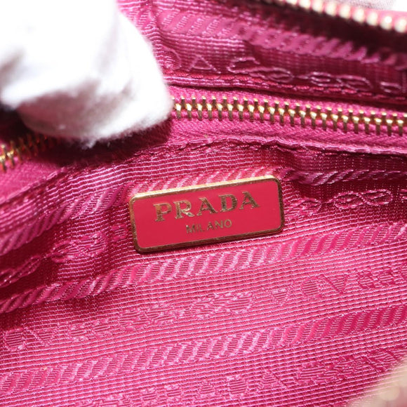 PRADA Chain Shoulder Bag Nylon Leather Pink Gold Auth ka140