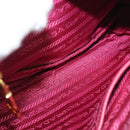 PRADA Chain Shoulder Bag Nylon Leather Pink Gold Auth ka140-10