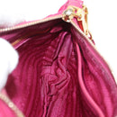 PRADA Chain Shoulder Bag Nylon Leather Pink Gold Auth ka140-20