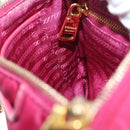 PRADA Chain Shoulder Bag Nylon Leather Pink Gold Auth ka140-21