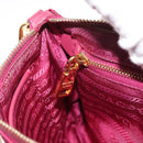 PRADA Chain Shoulder Bag Nylon Leather Pink Gold Auth ka140-22