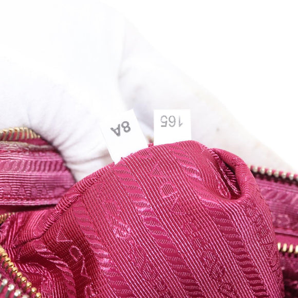 PRADA Chain Shoulder Bag Nylon Leather Pink Gold Auth ka140
