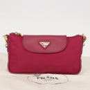 PRADA Chain Shoulder Bag Nylon Leather Pink Gold Auth ka140-12