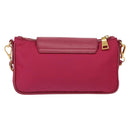 PRADA Chain Shoulder Bag Nylon Leather Pink Gold Auth ka140-2