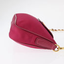 PRADA Chain Shoulder Bag Nylon Leather Pink Gold Auth ka140-3