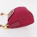 PRADA Chain Shoulder Bag Nylon Leather Pink Gold Auth ka140-4