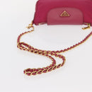 PRADA Chain Shoulder Bag Nylon Leather Pink Gold Auth ka140-7