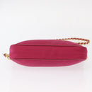PRADA Chain Shoulder Bag Nylon Leather Pink Gold Auth ka140-5