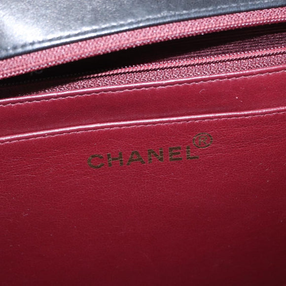 CHANEL Big Matelasse 30 Chain Shoulder Bag Lamb Skin Black Gold CC Auth ka1400V