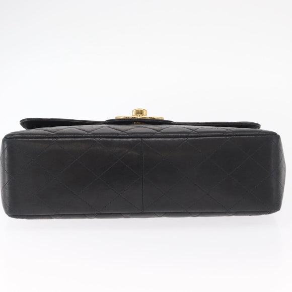 CHANEL Big Matelasse 30 Chain Shoulder Bag Lamb Skin Black Gold CC Auth ka1400V