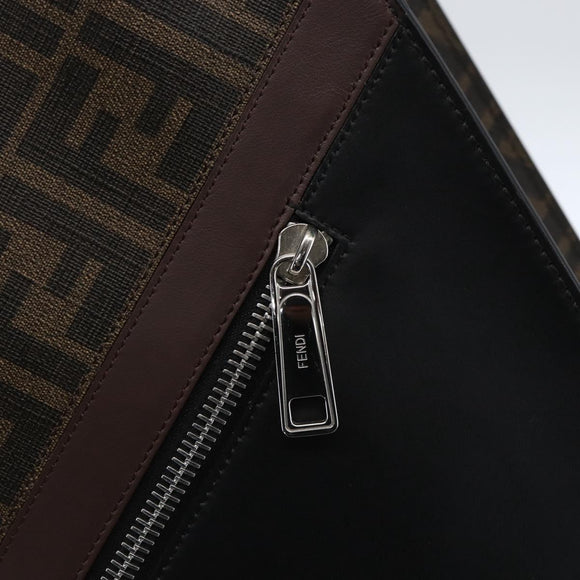 FENDI Zucca Canvas Tote Bag Black Brown Auth ka1401M